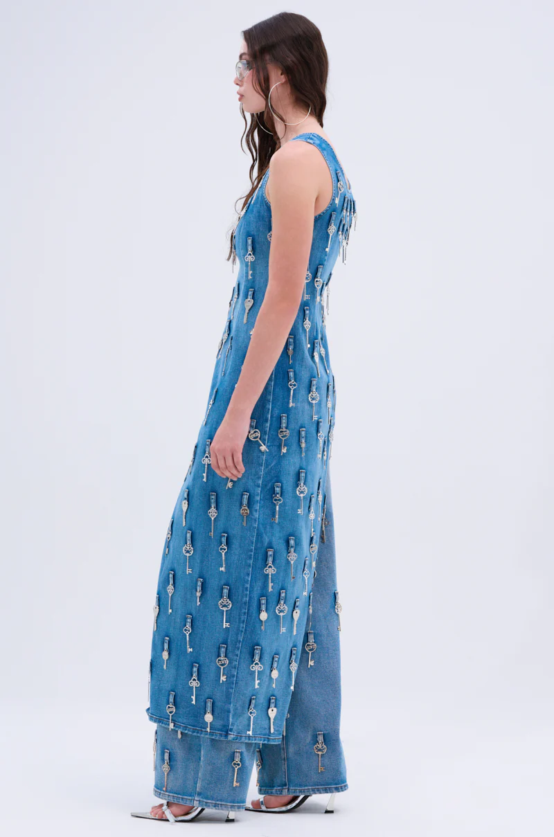 KEY TO YOUR HEART ASYMMETRICAL DENIM TOP - Image 4