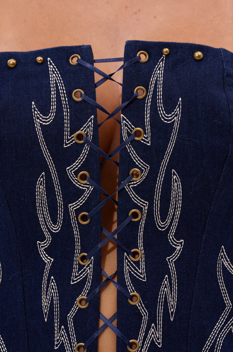 KIMMY LACE UP DENIM CORSET - Image 9