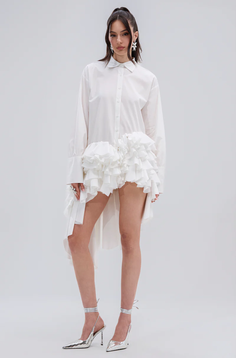 KIND OF A BIG DEAL POPLIN HIGH LOW DRESS IN WHITE - Image 10