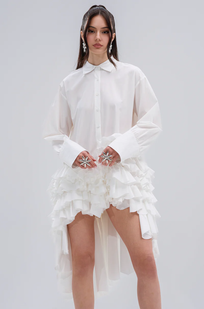 KIND OF A BIG DEAL POPLIN HIGH LOW DRESS IN WHITE - Image 2