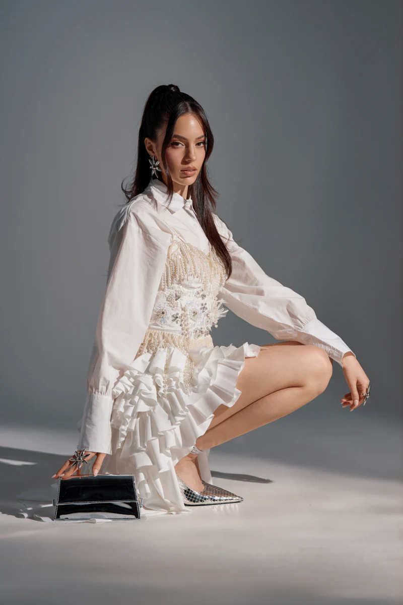 KIND OF A BIG DEAL POPLIN HIGH LOW DRESS IN WHITE - Image 3