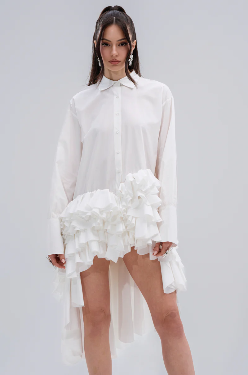 KIND OF A BIG DEAL POPLIN HIGH LOW DRESS IN WHITE - Image 5