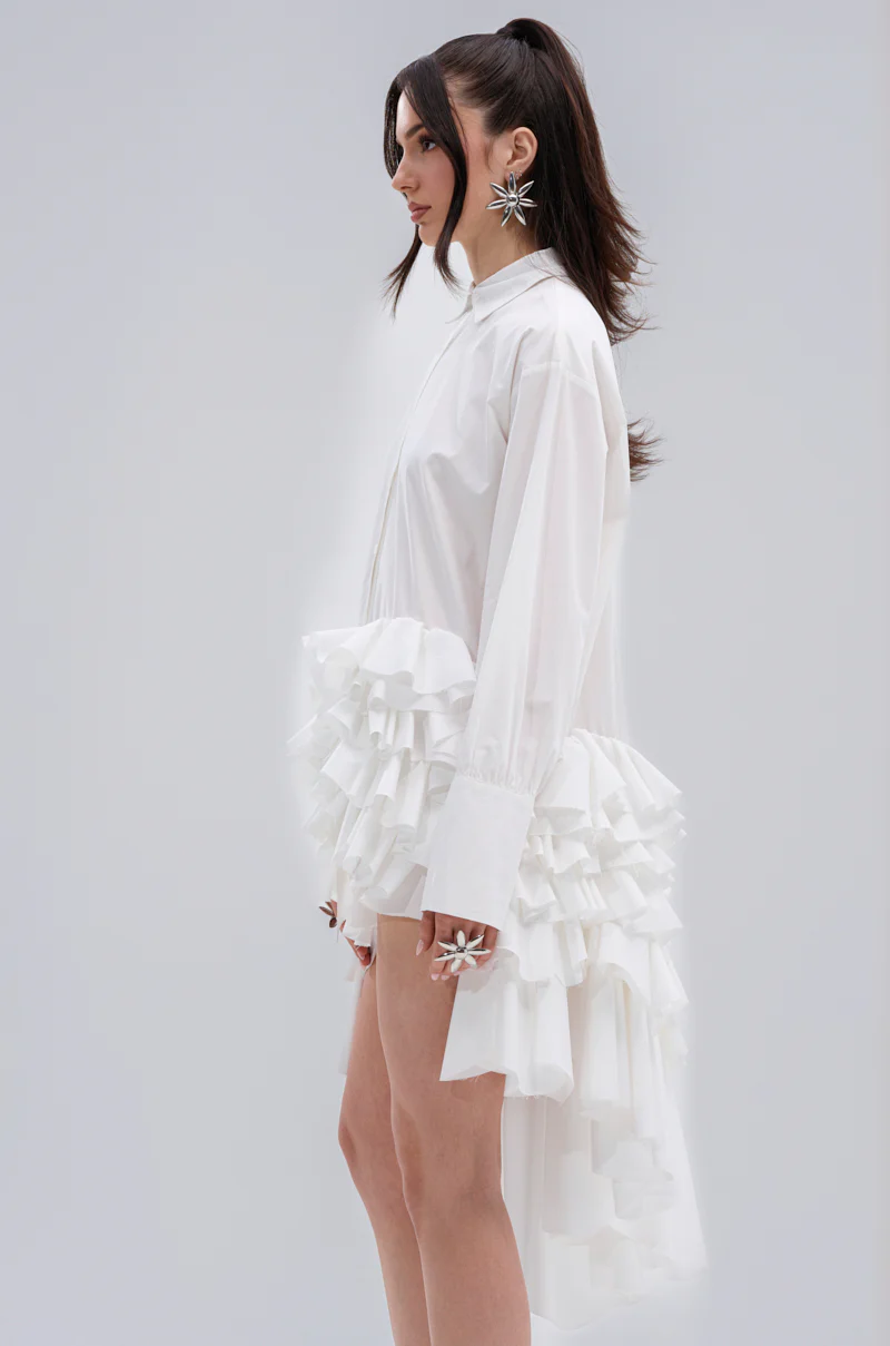 KIND OF A BIG DEAL POPLIN HIGH LOW DRESS IN WHITE - Image 6