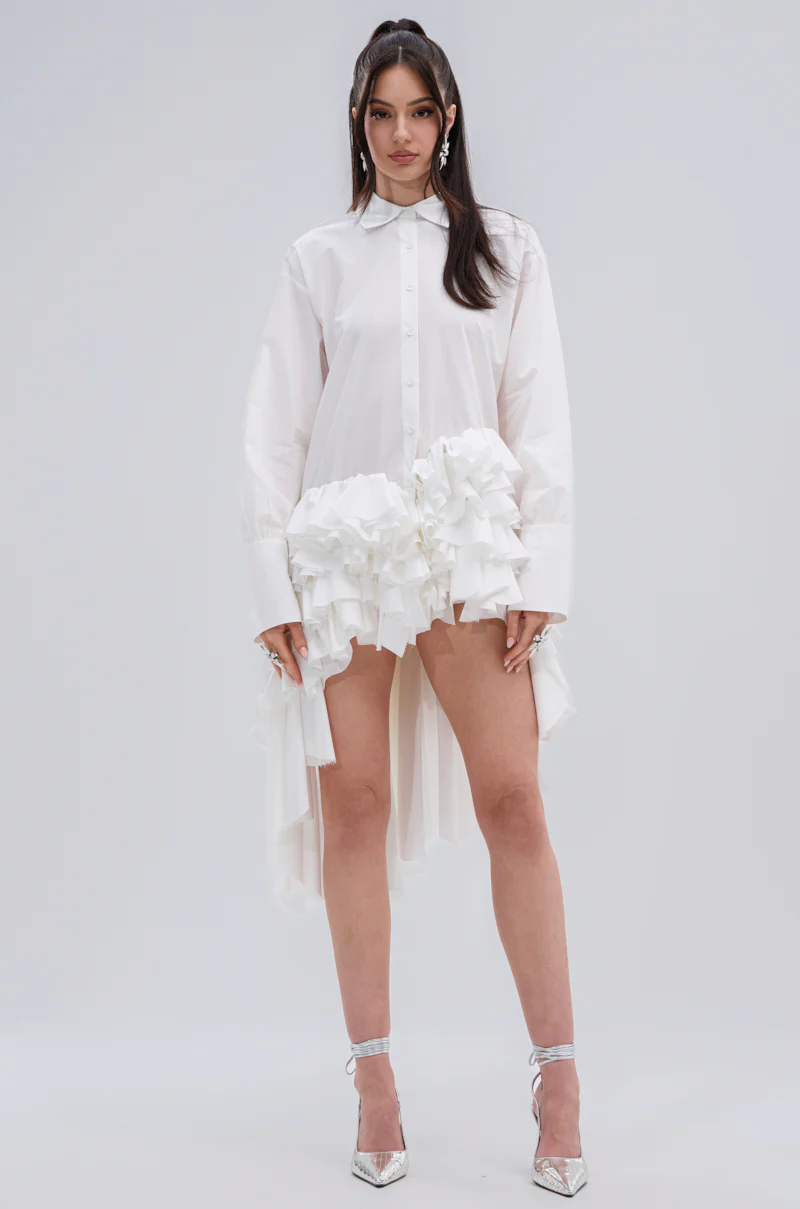 KIND OF A BIG DEAL POPLIN HIGH LOW DRESS IN WHITE - Image 8