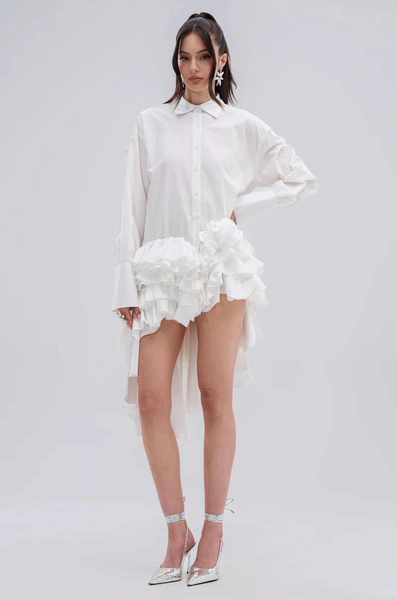 KIND OF A BIG DEAL POPLIN HIGH LOW DRESS IN WHITE - Image 9