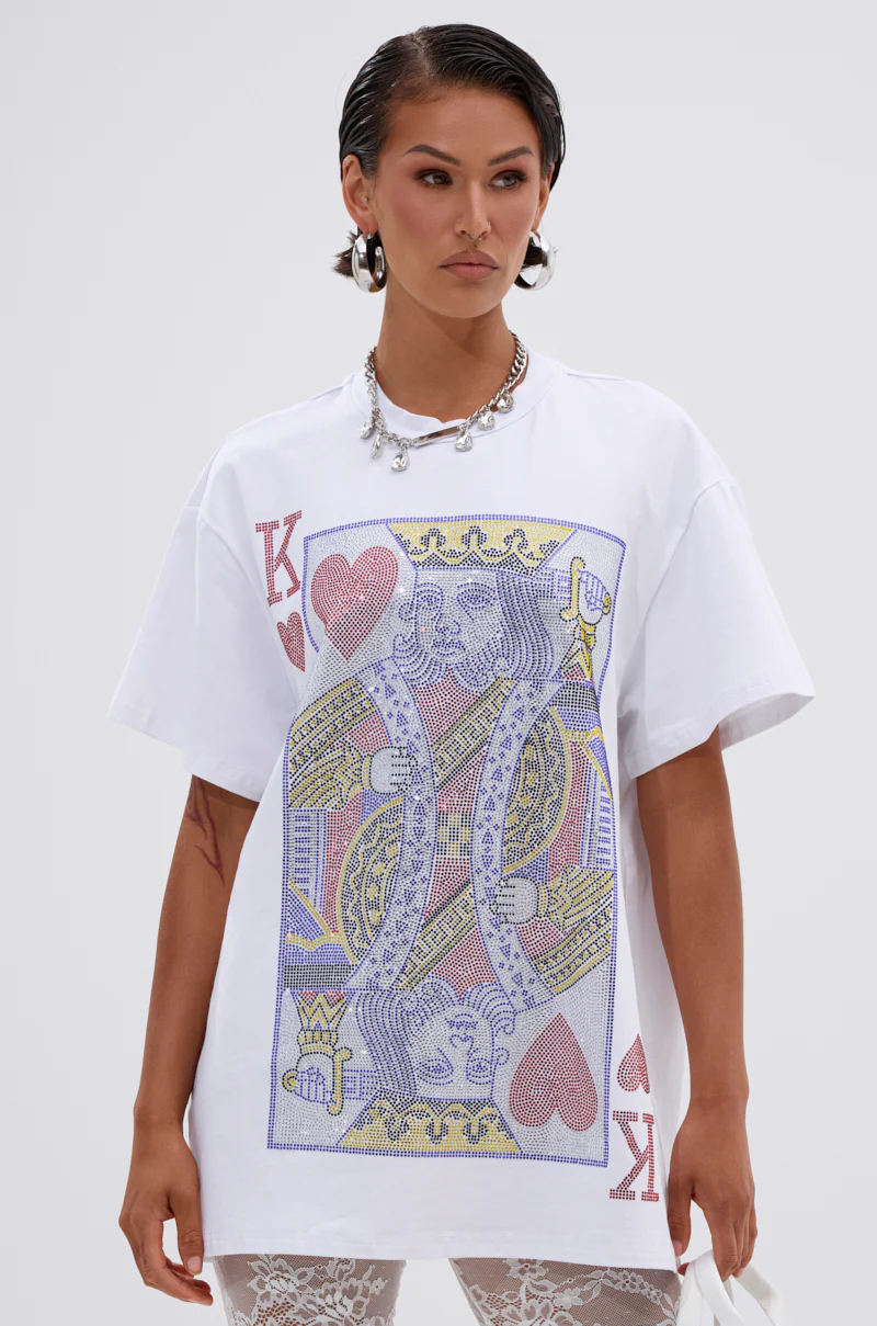 KING OF HEARTS OVERSIZED TEE IN WHITE - Image 2