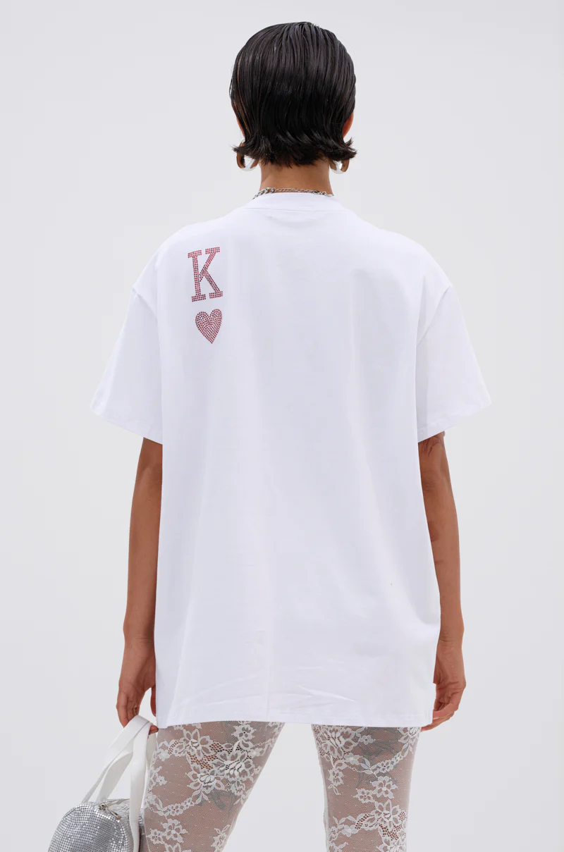 KING OF HEARTS OVERSIZED TEE IN WHITE - Image 4