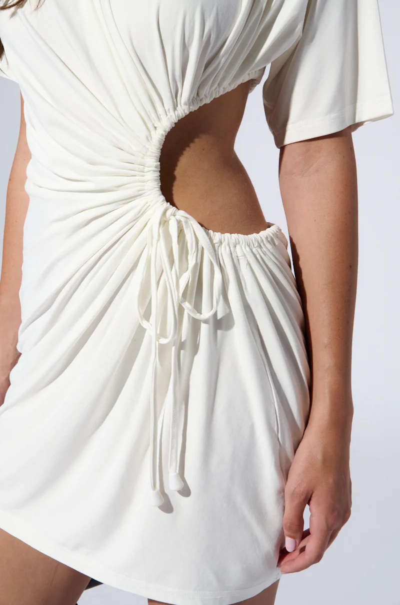 KIRBY RUCHED TSHIRT MINI DRESS WITH CUTOUT - Image 9