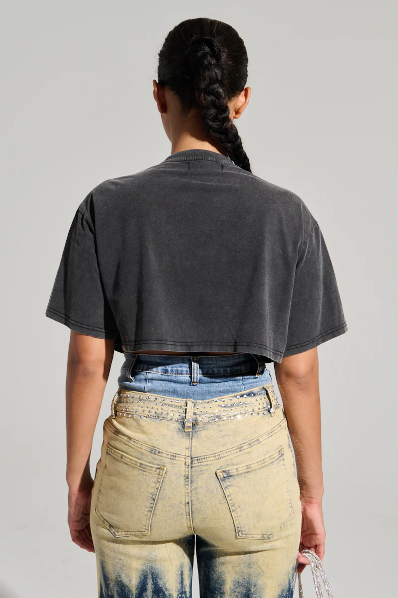 KISS IT SHORT SLEEVE RHINESTIONE FRINGE TEE - Image 6