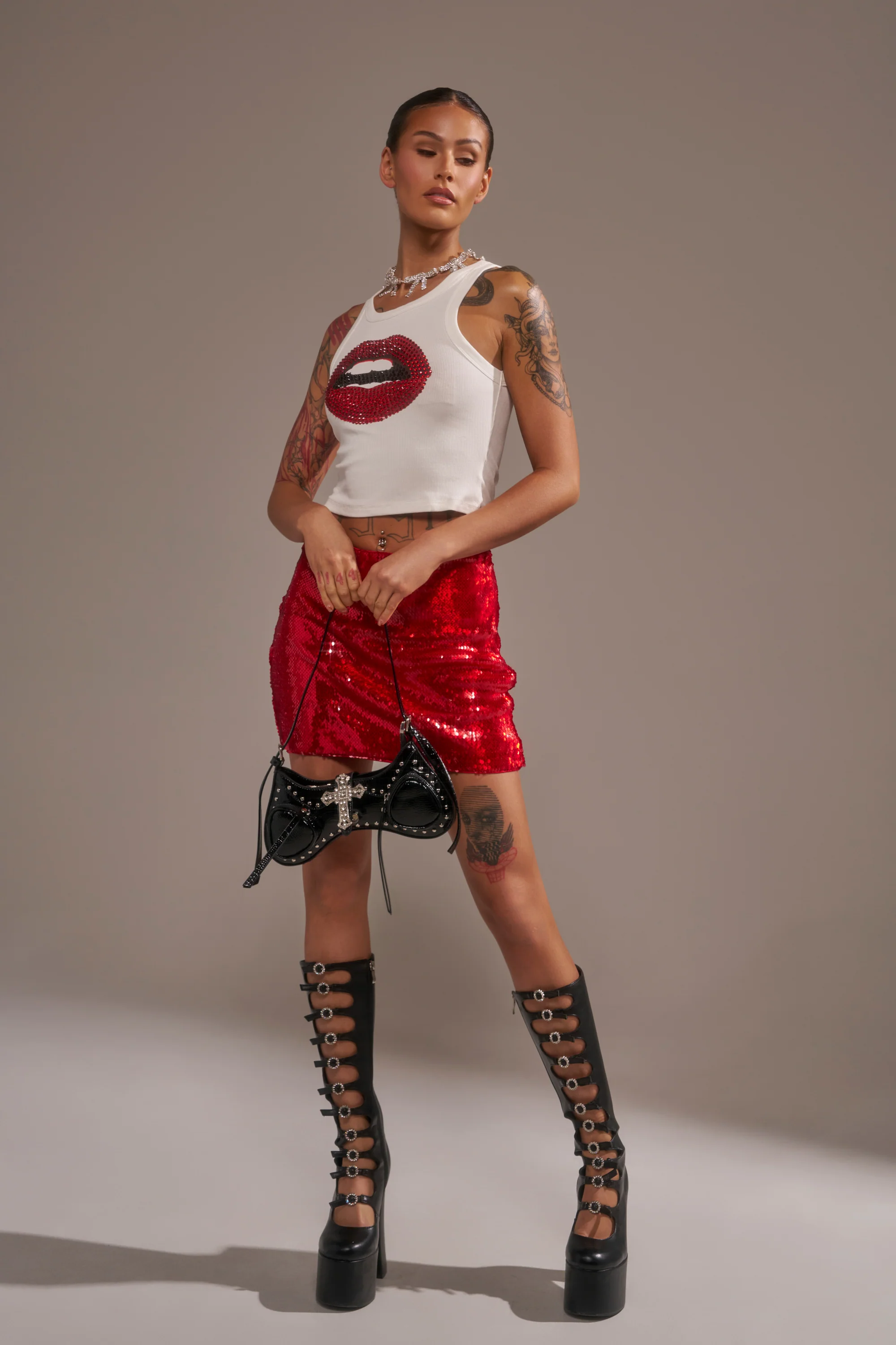 KISS ME BABY SEQUIN MINI SKIRT