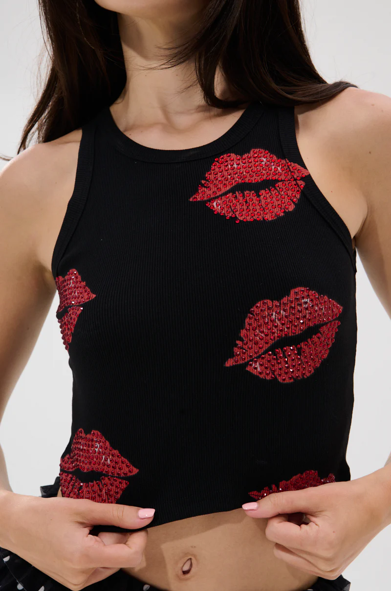 KISSY FACE TANK TOP IN BLACK - Image 7
