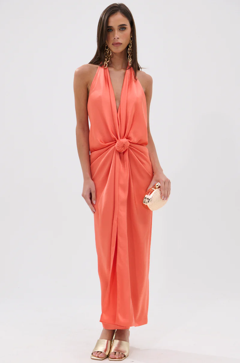 KNOT MY PROBLEM SATIN MIDI DRESS