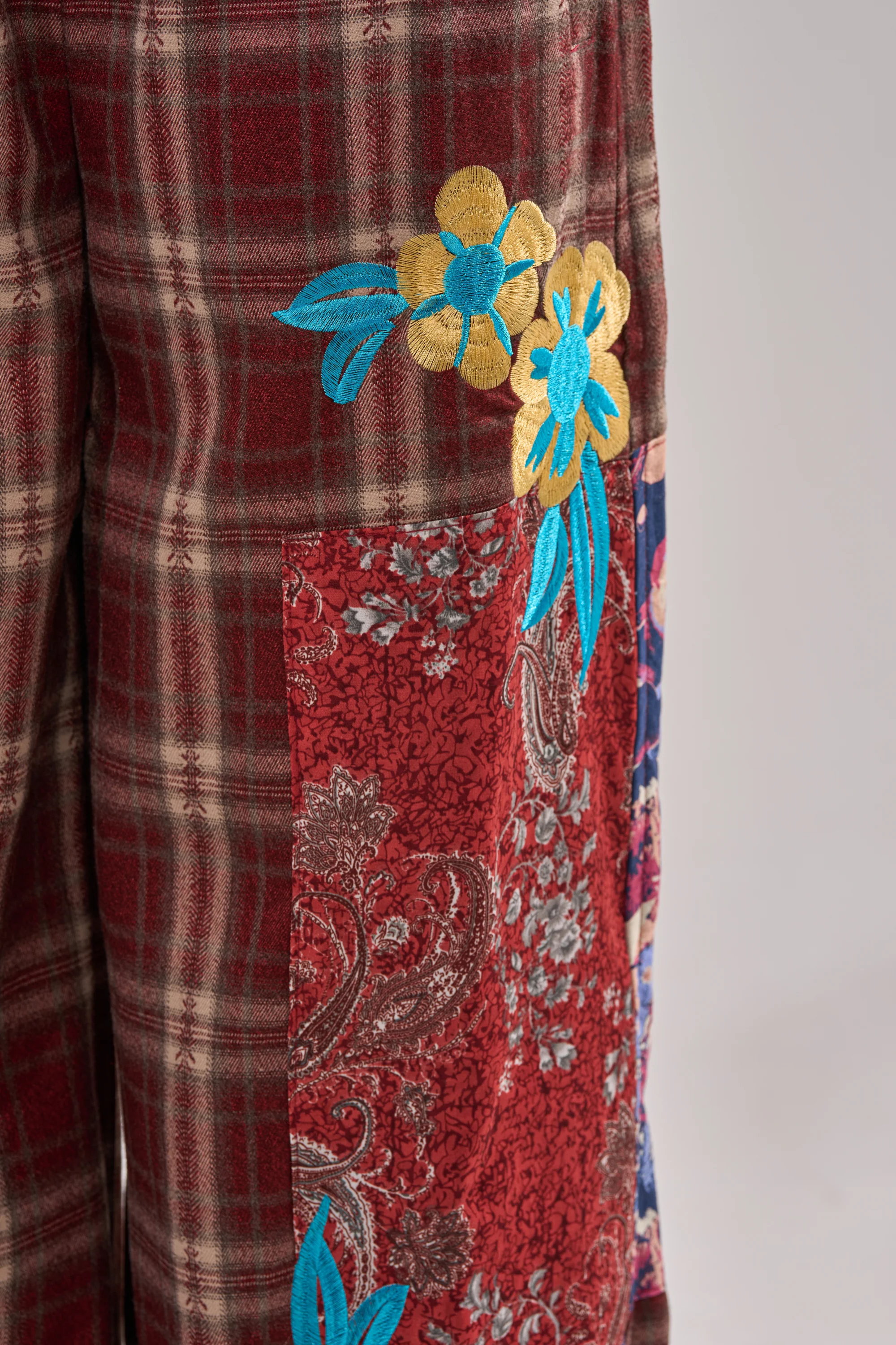 KRIYSTA FLORAL PATCH PLAID PANT - Image 8