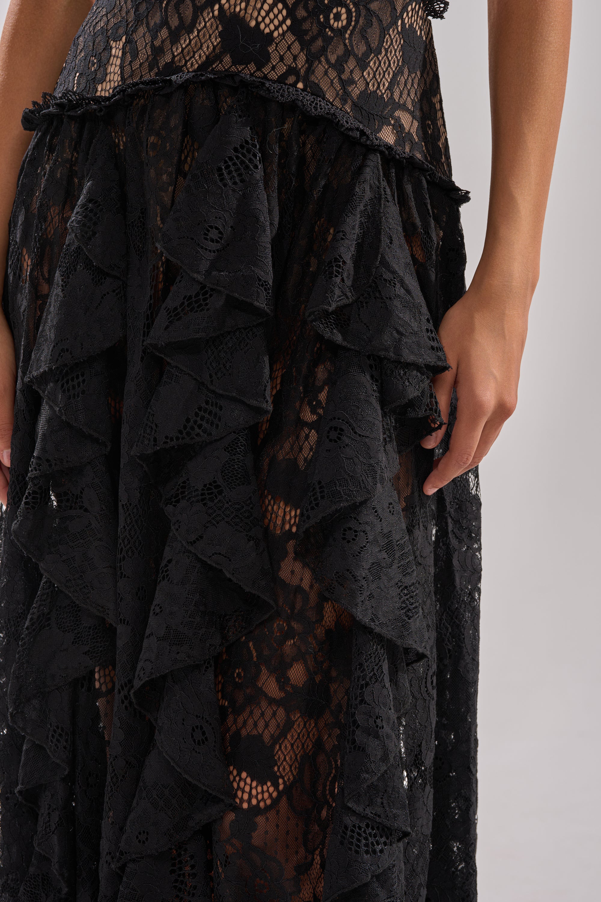 KYLA LACE MAXI DRESS IN BLACK - Image 11