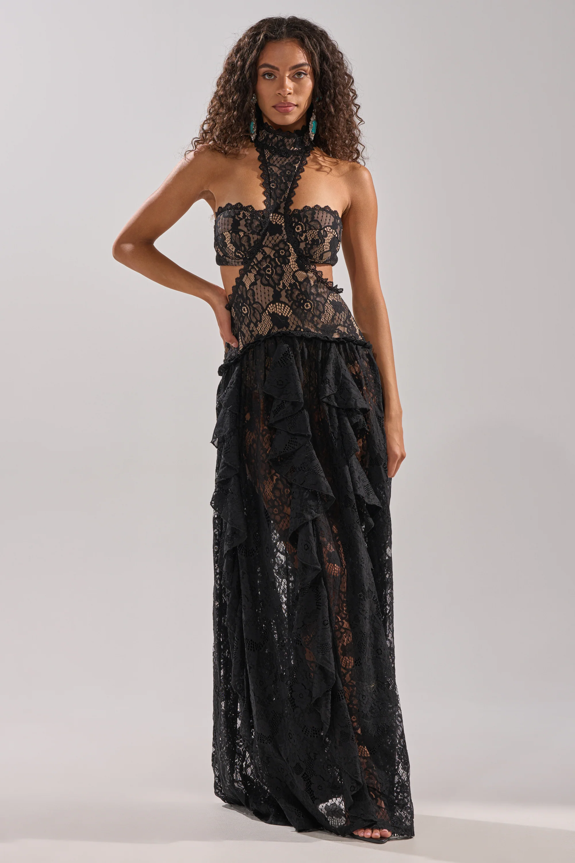 KYLA LACE MAXI DRESS IN BLACK - Image 4