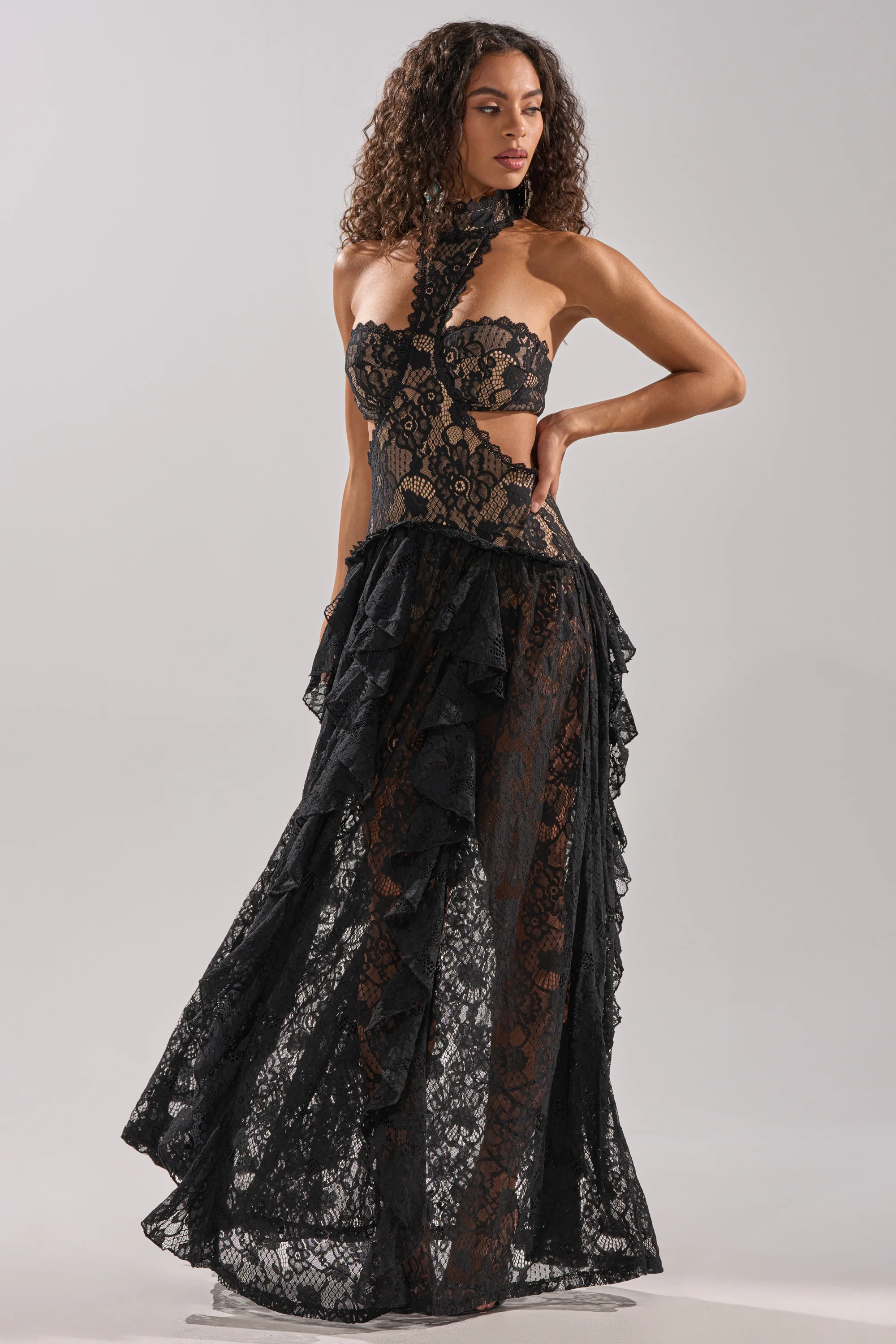 KYLA LACE MAXI DRESS IN BLACK - Image 5