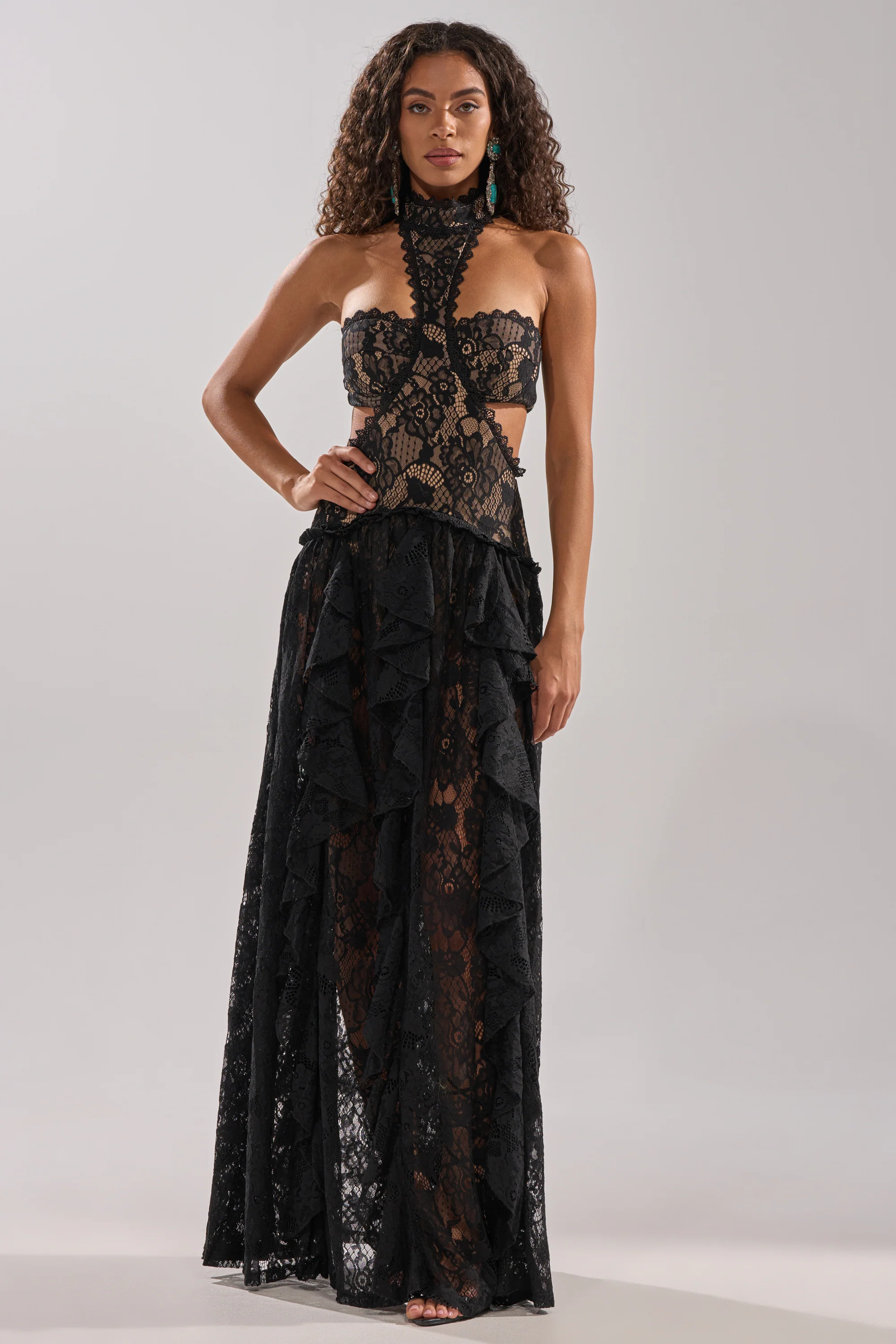 KYLA LACE MAXI DRESS IN BLACK - Image 6