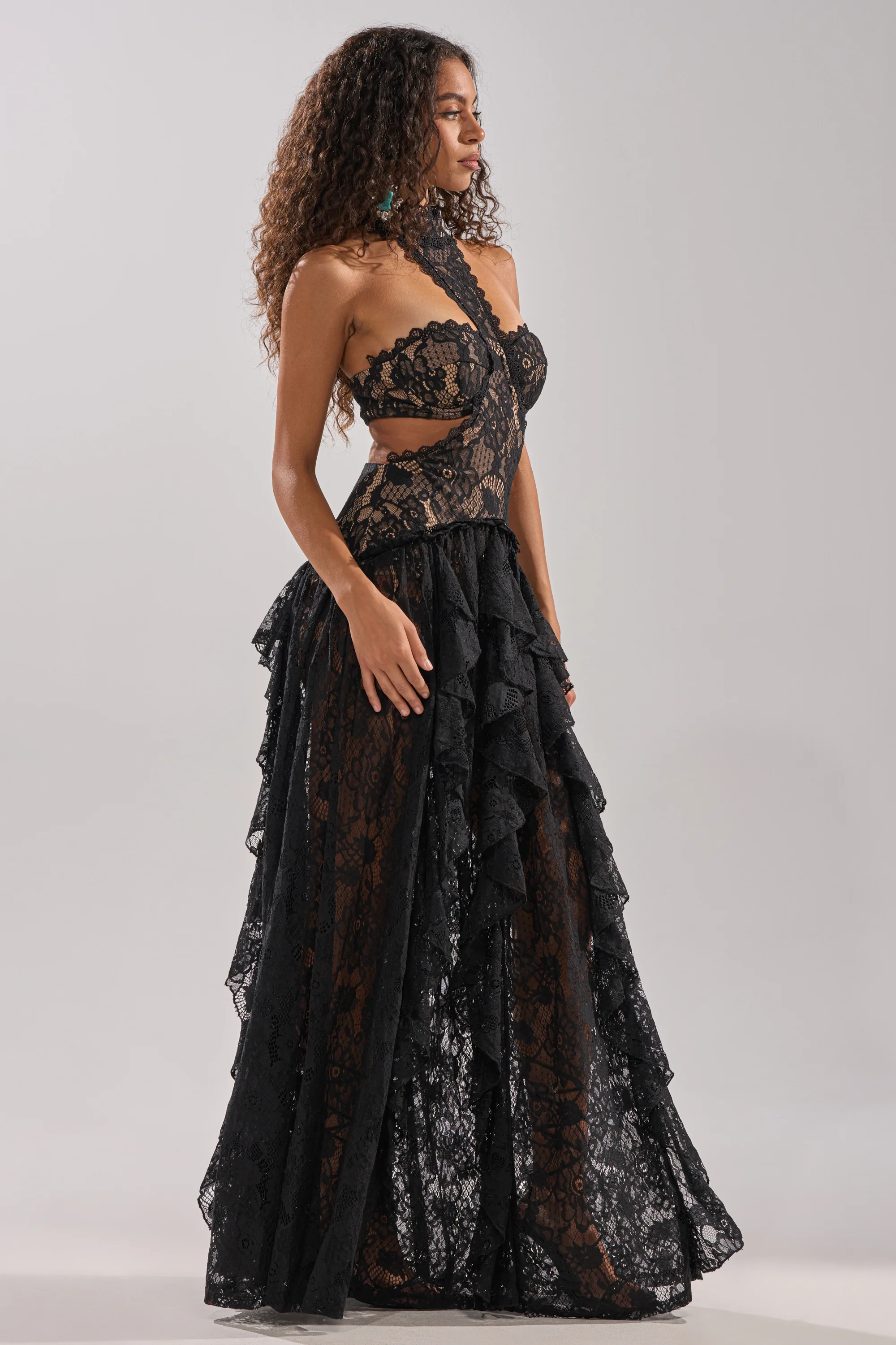 KYLA LACE MAXI DRESS IN BLACK - Image 7