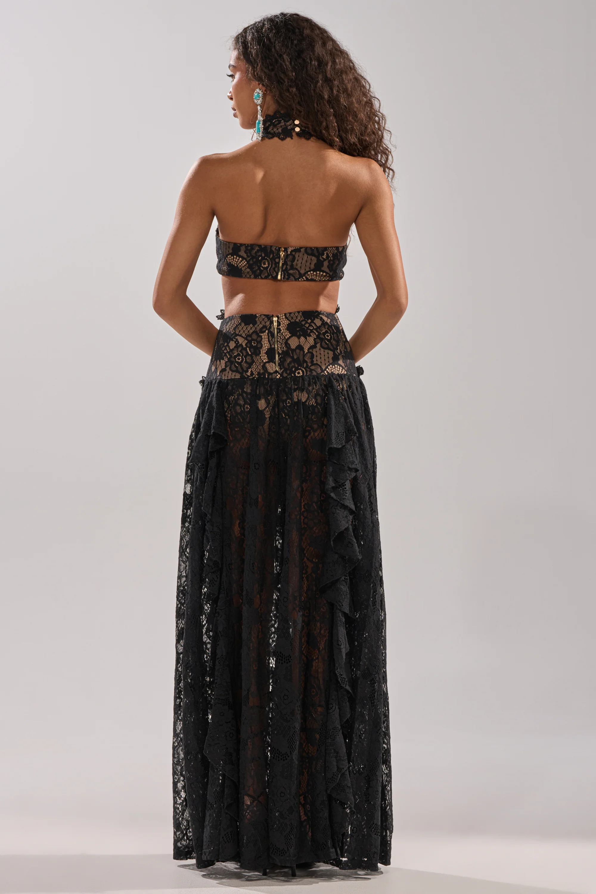 KYLA LACE MAXI DRESS IN BLACK - Image 9