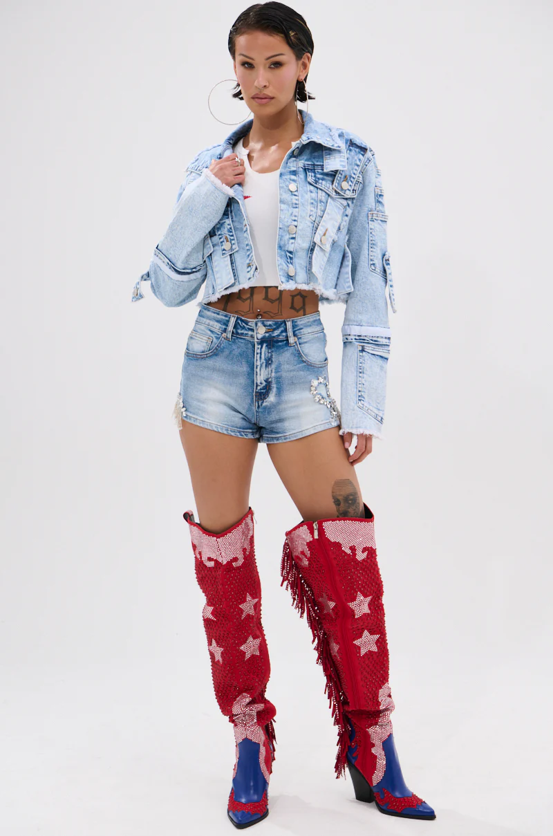 KYLIE EMBELLISHED DENIM SHORT - Image 8