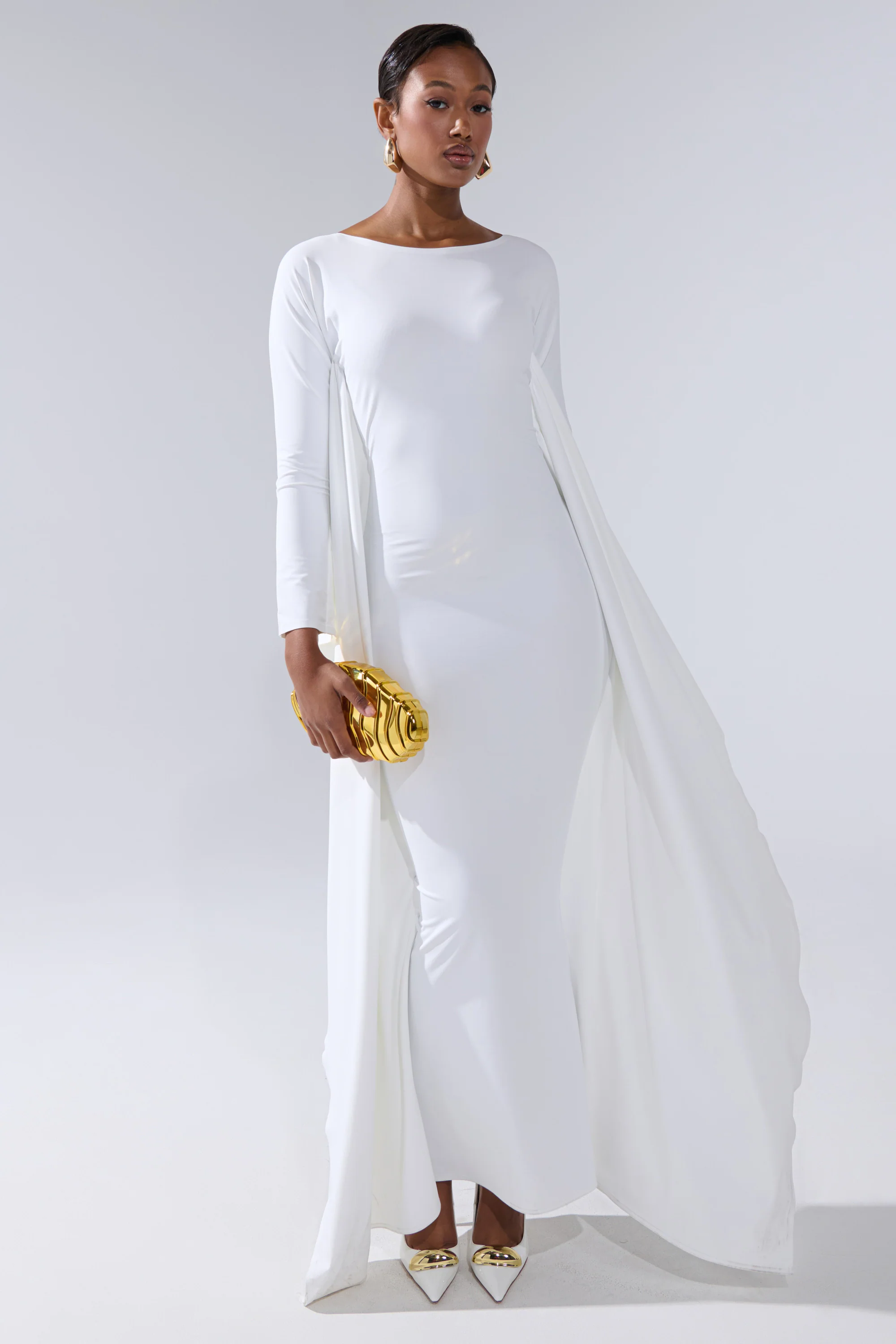 KYLIE MAXI DRESS WITH RUFFLE SLEEVES IN WHITE - Image 5