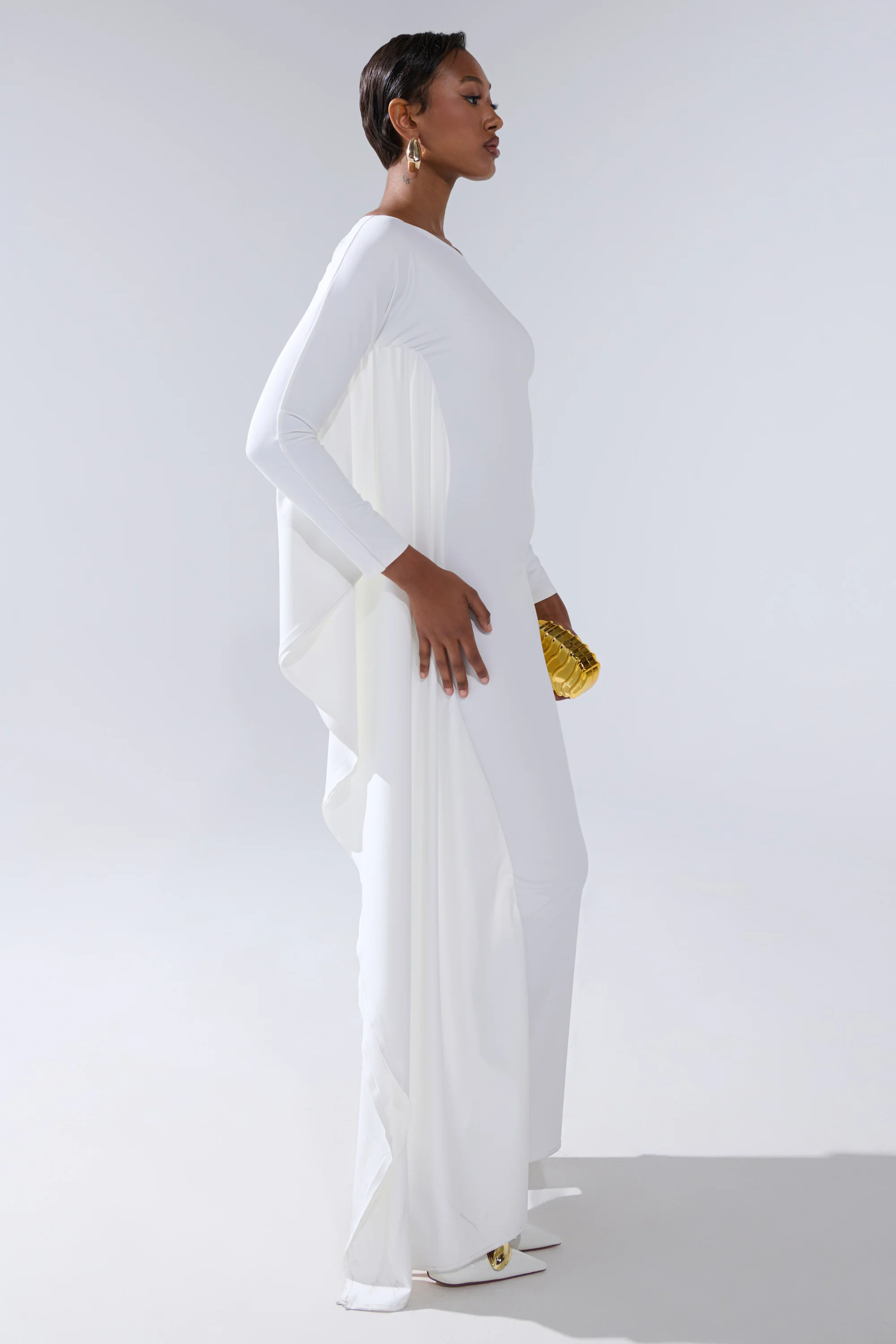 KYLIE MAXI DRESS WITH RUFFLE SLEEVES IN WHITE - Image 6