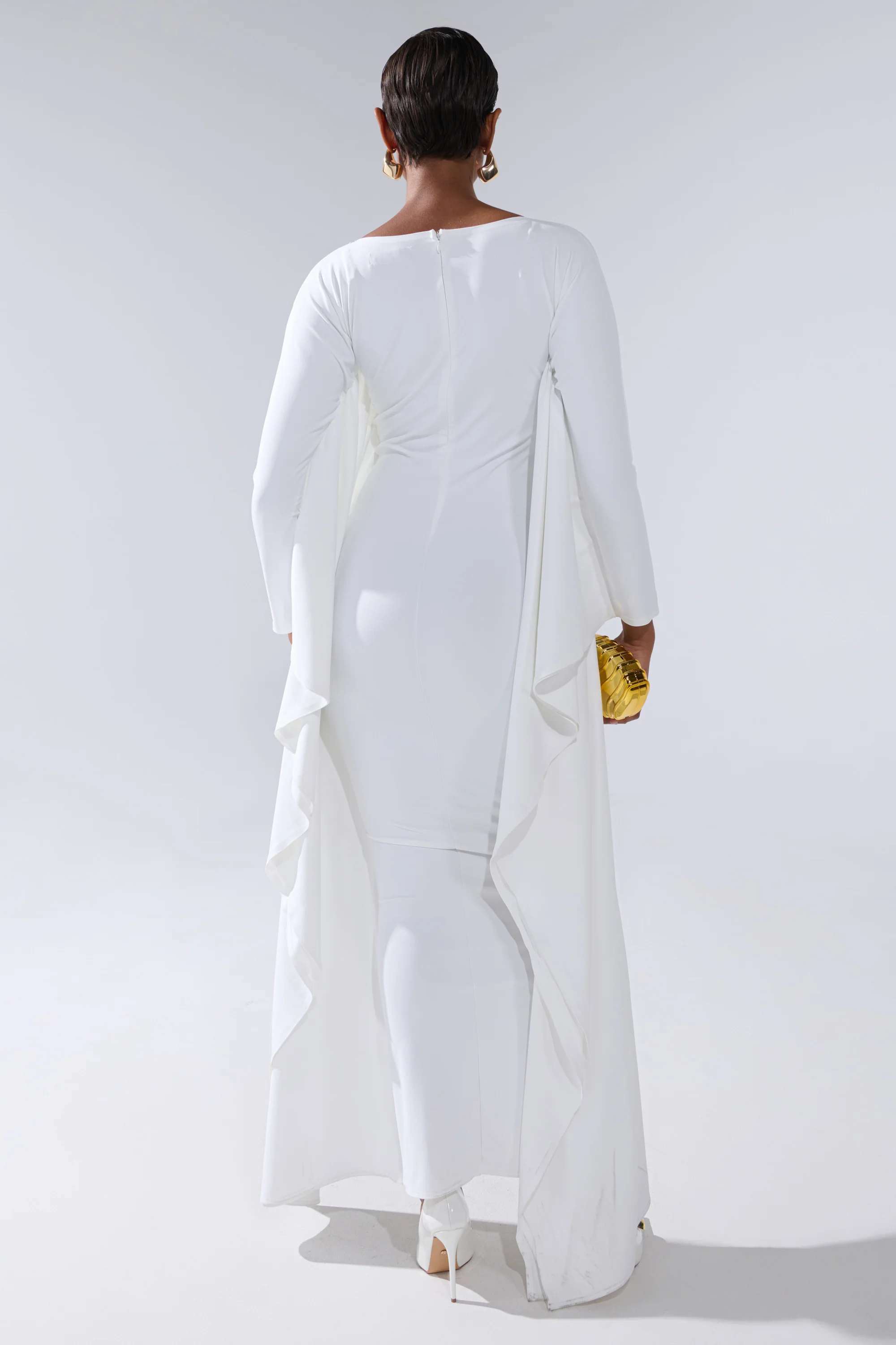 KYLIE MAXI DRESS WITH RUFFLE SLEEVES IN WHITE - Image 7