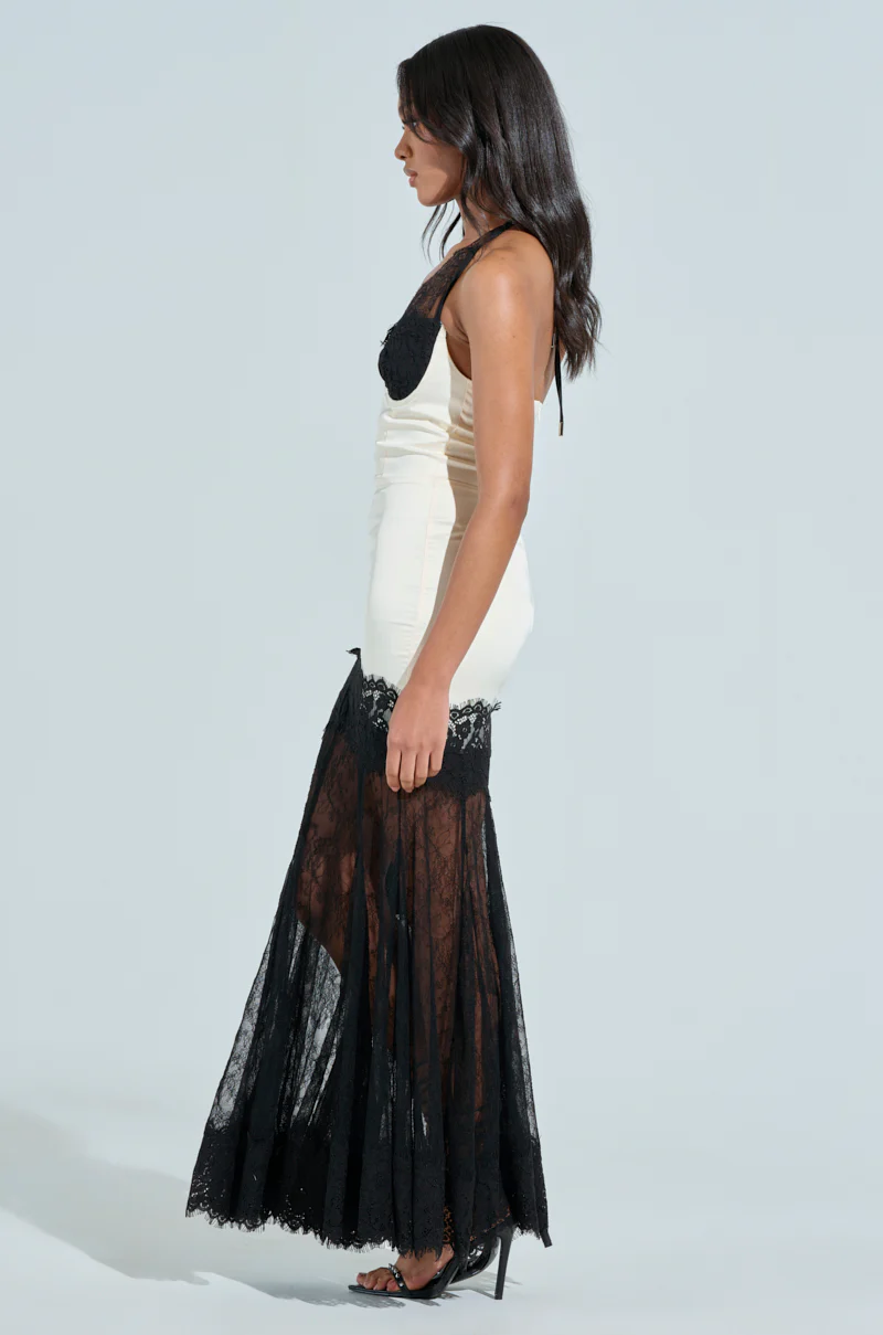 KYLIE SATIN LACE MAXI DRESS - Image 4