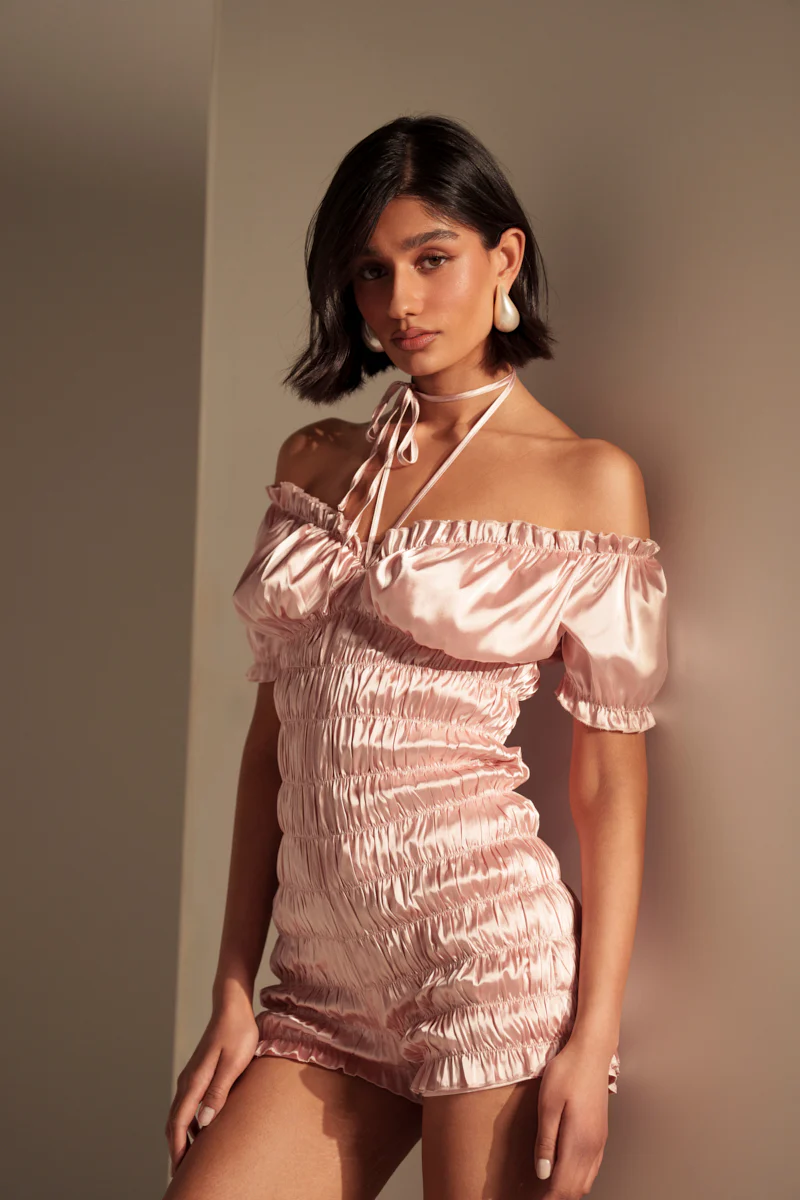 LA LA LOVE ME SATIN ROMPER - Image 2