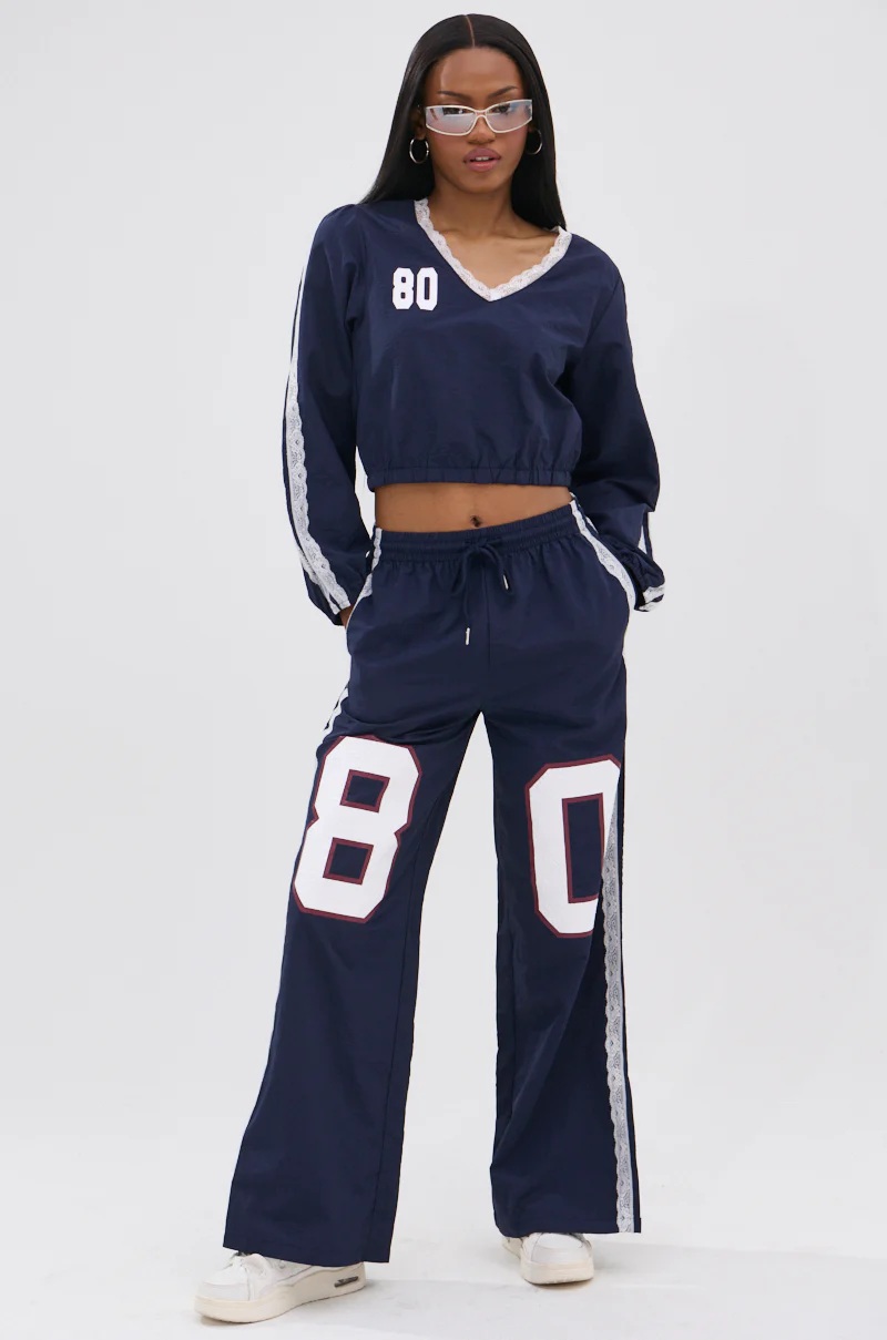 LACE TRIM NYLON CROPPED SWEATSHIRT - Image 7