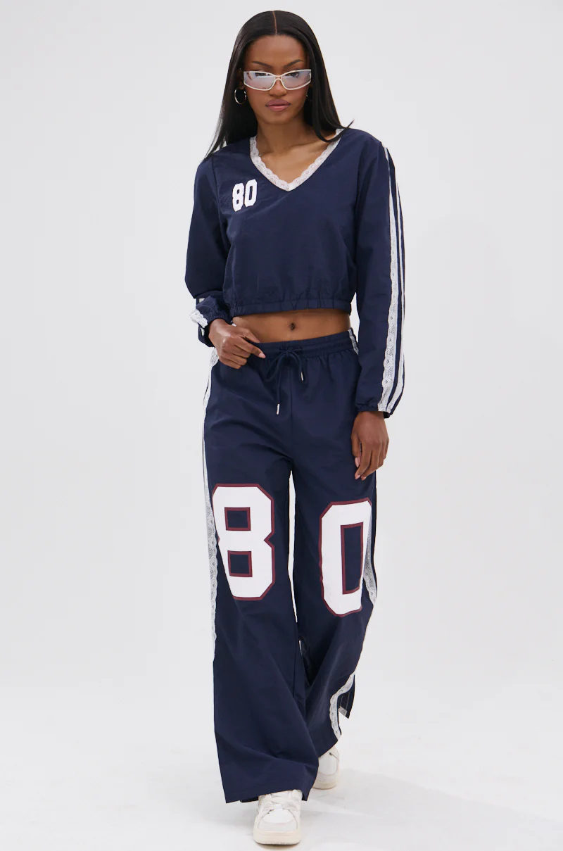 LACE TRIM NYLON TRACK PANT - Image 7