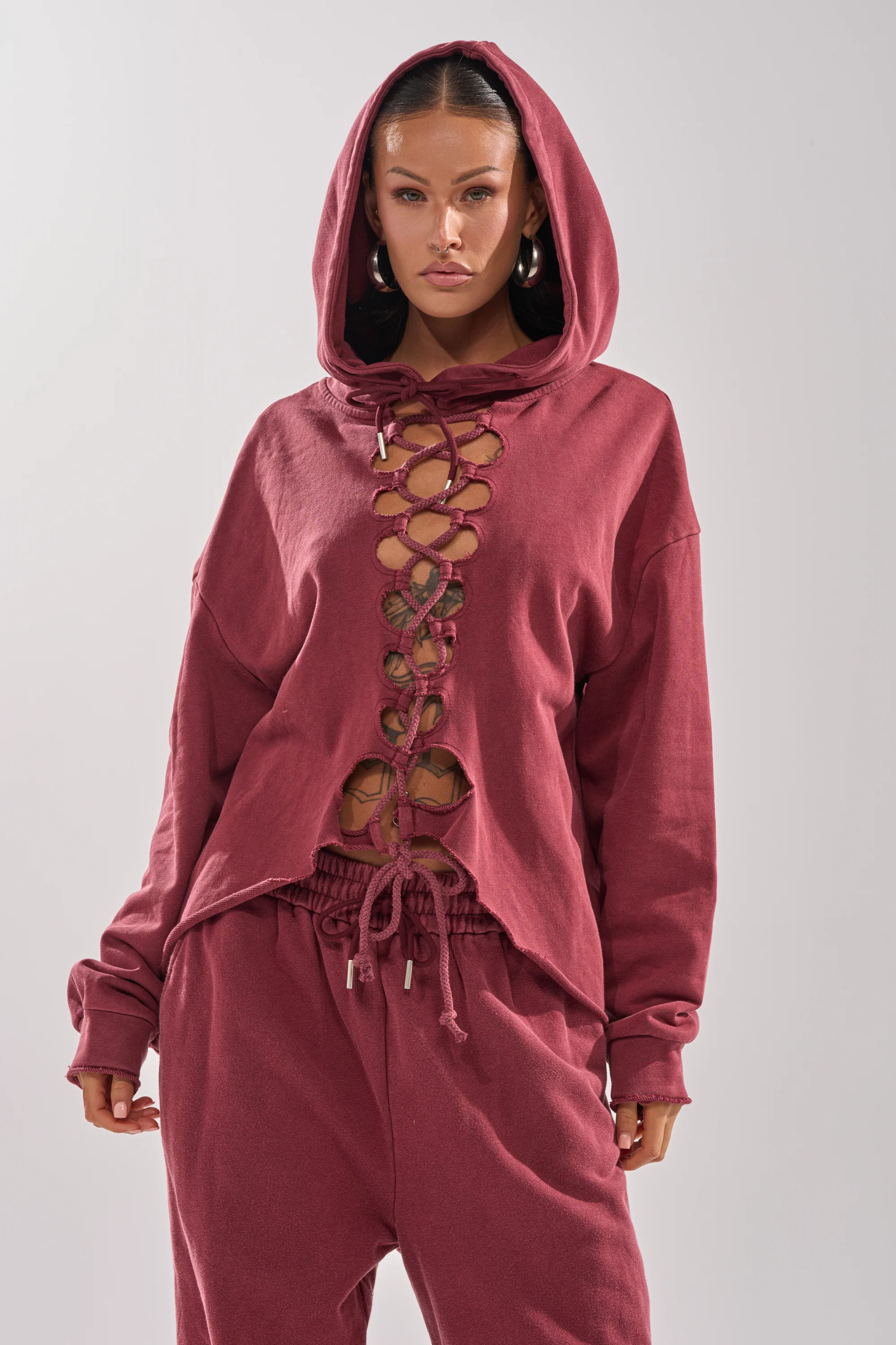 LACED UP FOR GOOD SWEATSHIRT IN PLUM