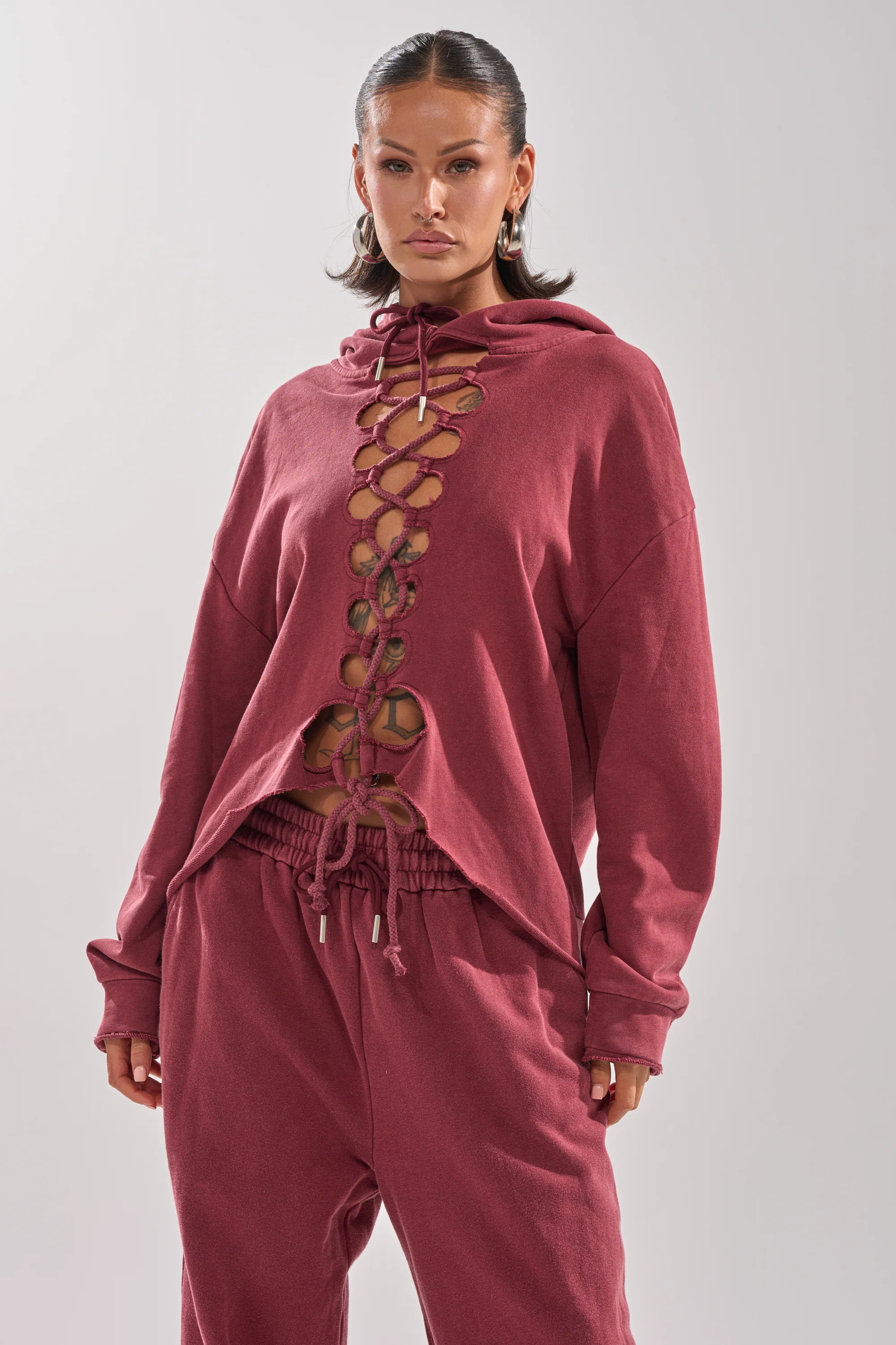 LACED UP FOR GOOD SWEATSHIRT IN PLUM - Image 2