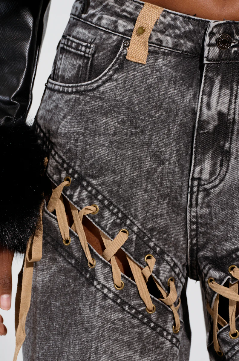 LACED WITH STYLE LACE UP DENIM JEANS - Image 7
