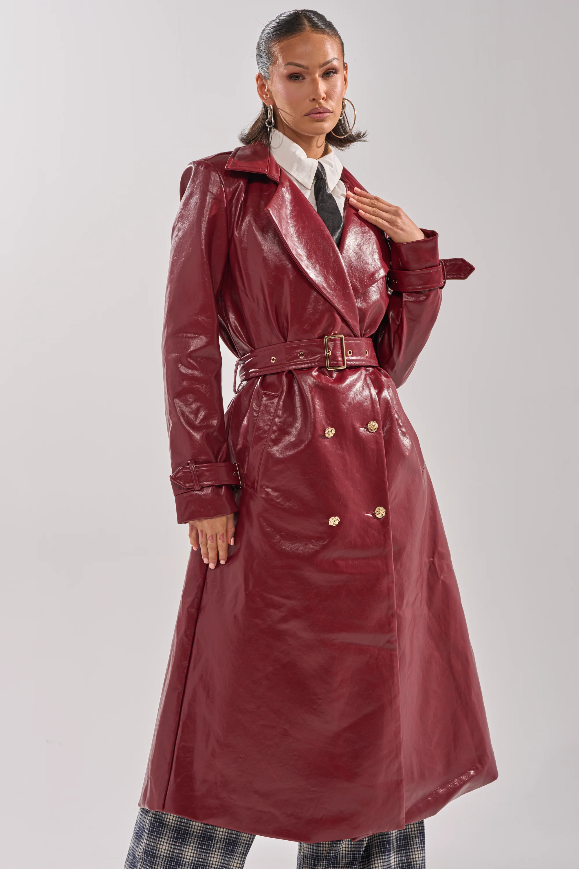 LADY DANGER FAUX LEATHER TRENCH