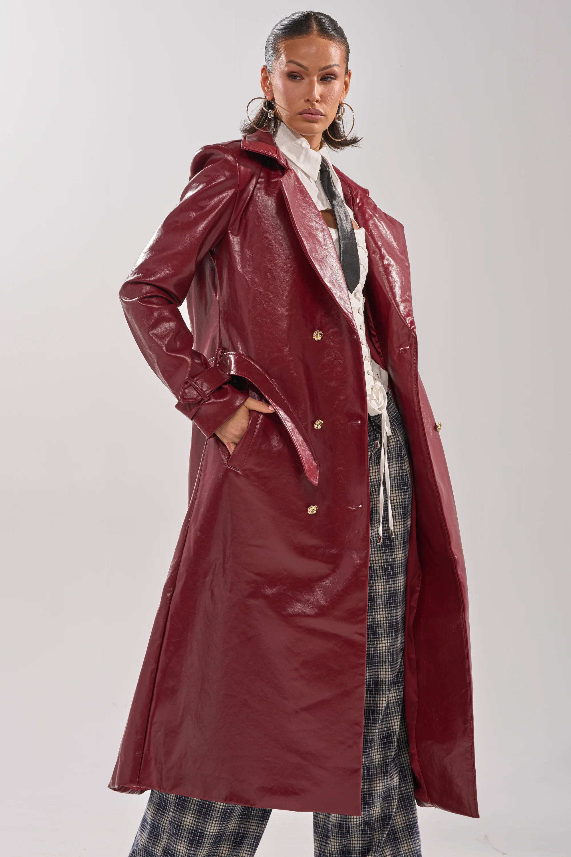 LADY DANGER FAUX LEATHER TRENCH - Image 3