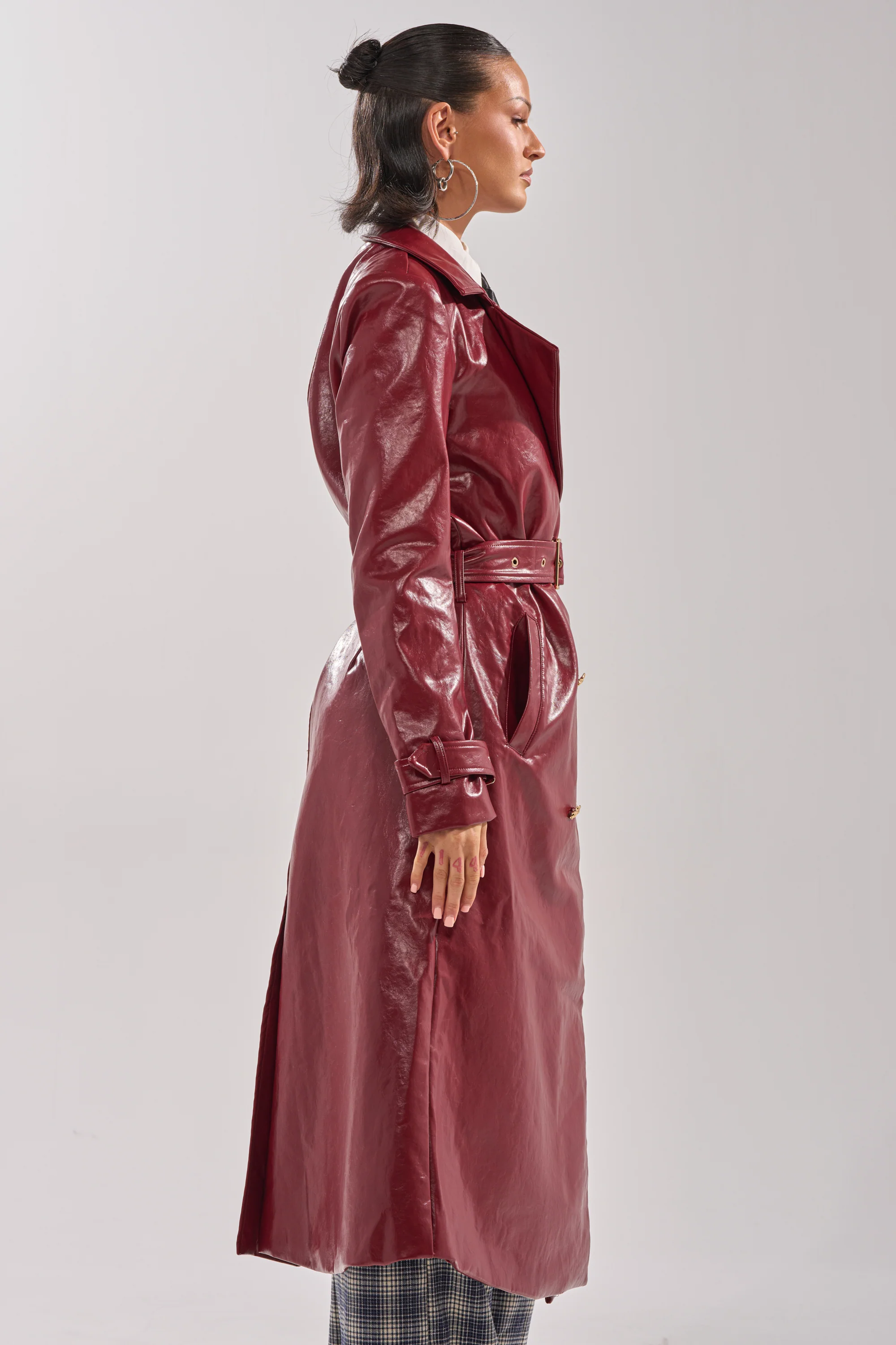 LADY DANGER FAUX LEATHER TRENCH - Image 4