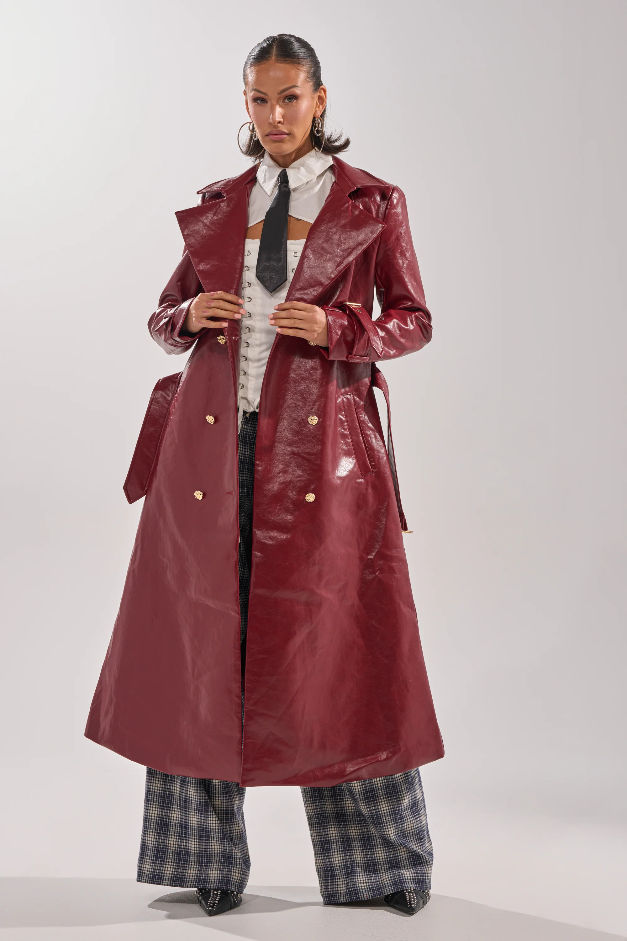 LADY DANGER FAUX LEATHER TRENCH - Image 6