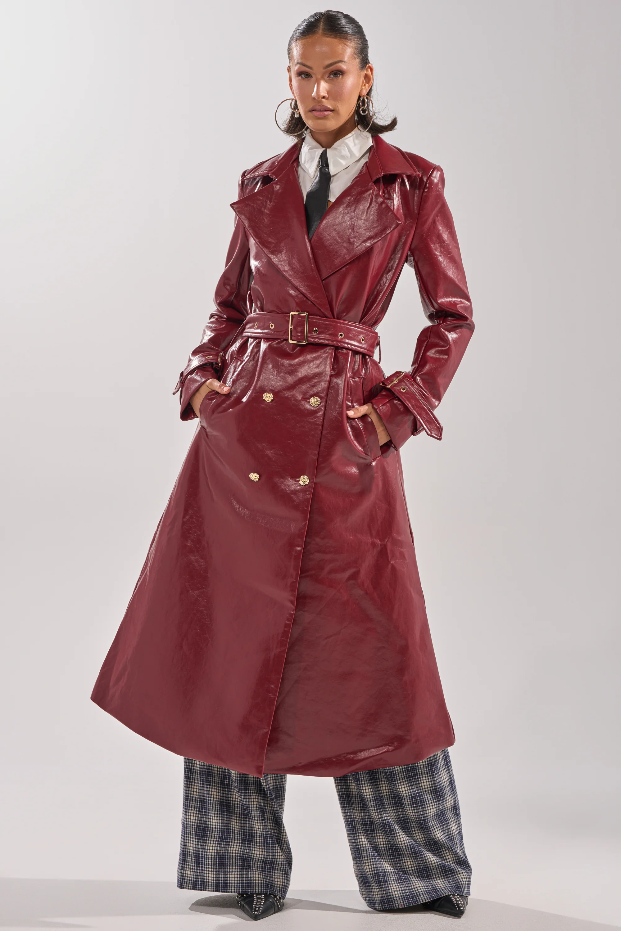 LADY DANGER FAUX LEATHER TRENCH - Image 8
