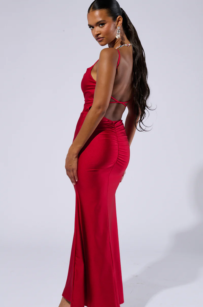 LADY IN RED COWL NECK MIDI DRESS - Image 5