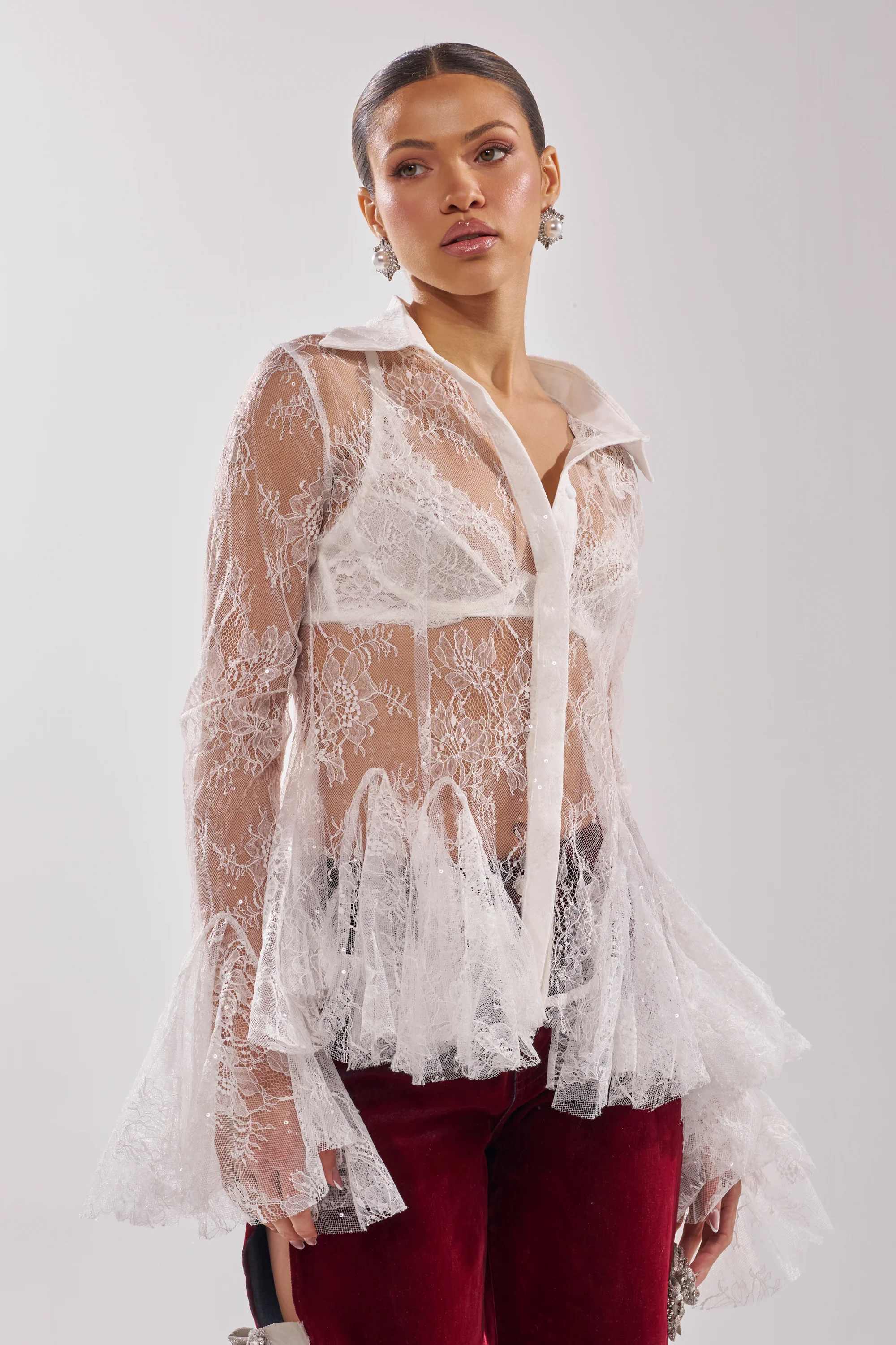LADY LOVER LACE BUTTON DOWN - Image 4