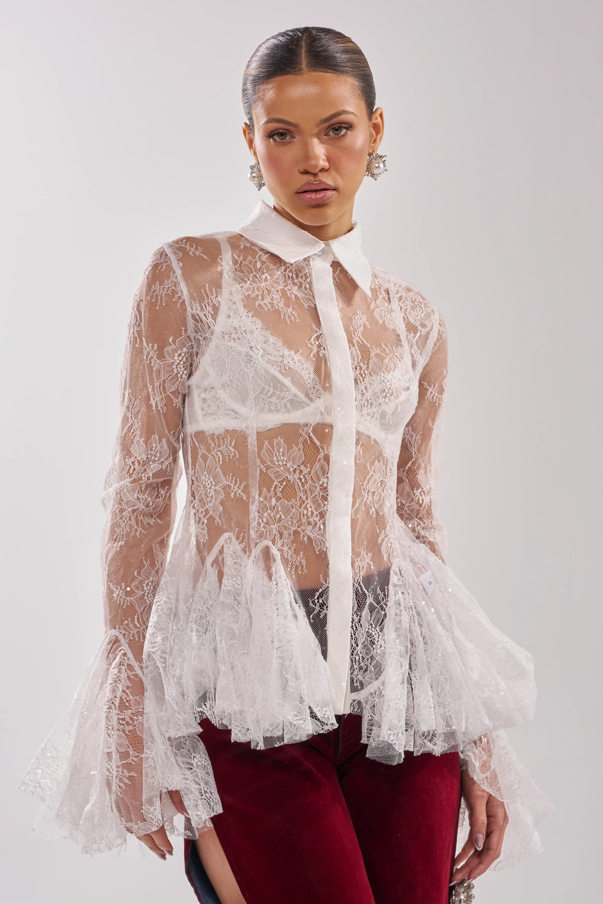 LADY LOVER LACE BUTTON DOWN - Image 5