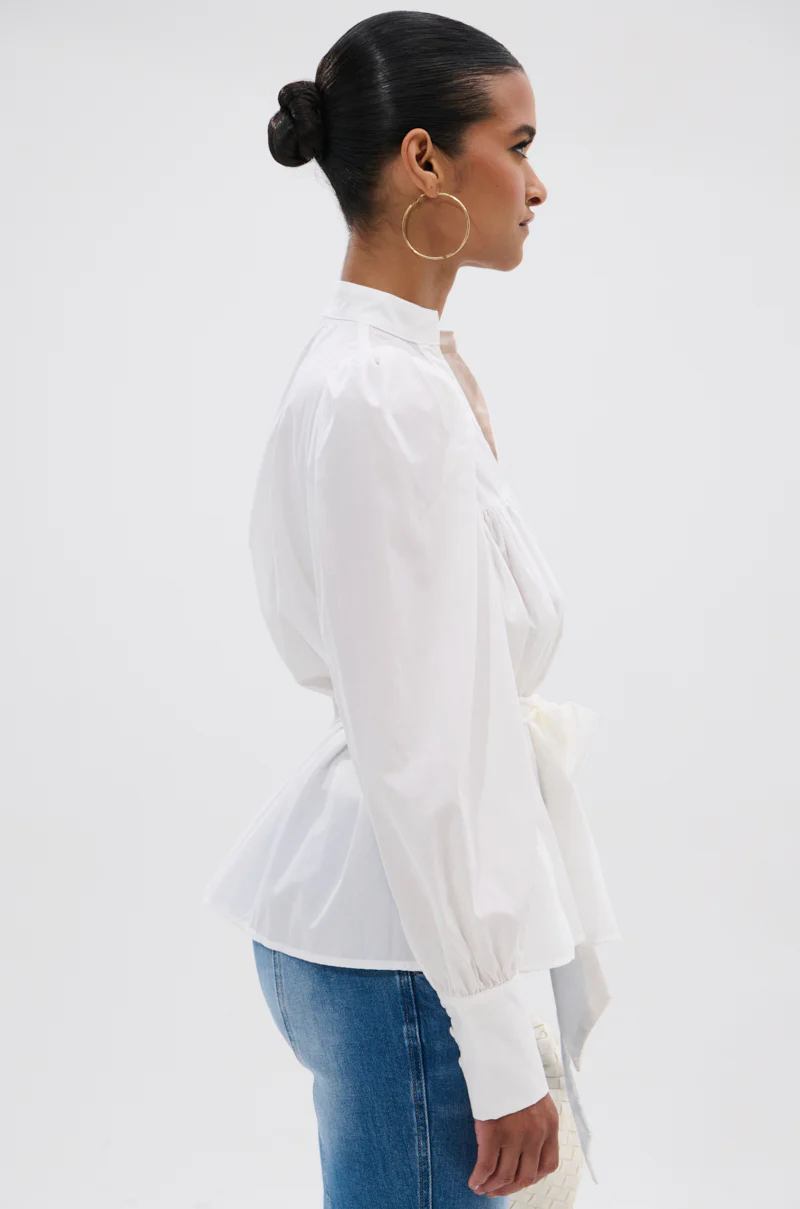 LADY VIBES BUTTON DOWN BLOUSE WITH BELT - Image 4