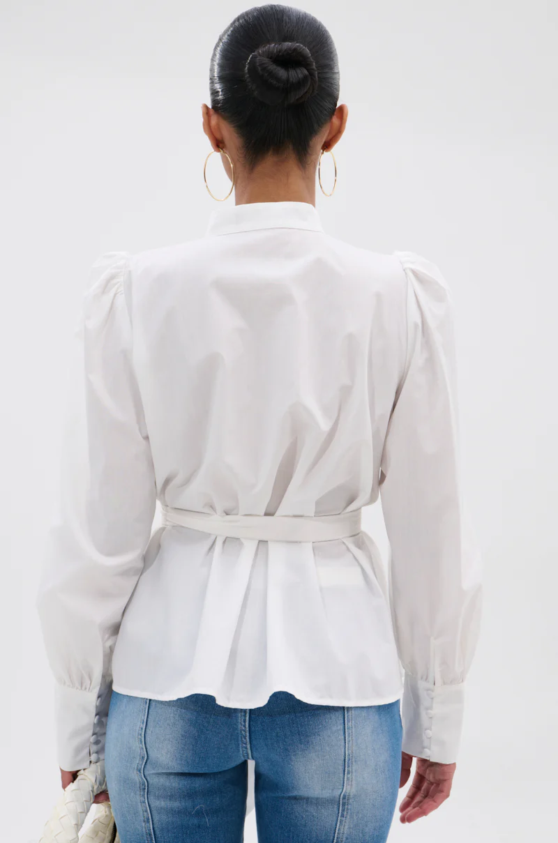 LADY VIBES BUTTON DOWN BLOUSE WITH BELT - Image 5