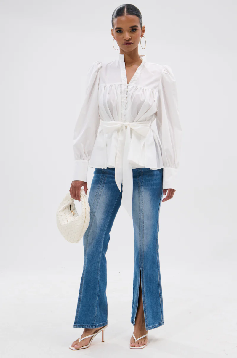 LADY VIBES BUTTON DOWN BLOUSE WITH BELT - Image 6