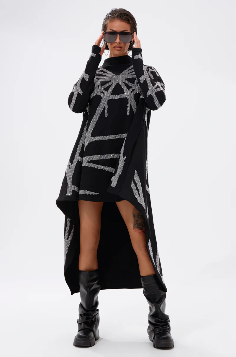 LANIE PRINTED RHINESTONE SWEATER DRESS - Image 3