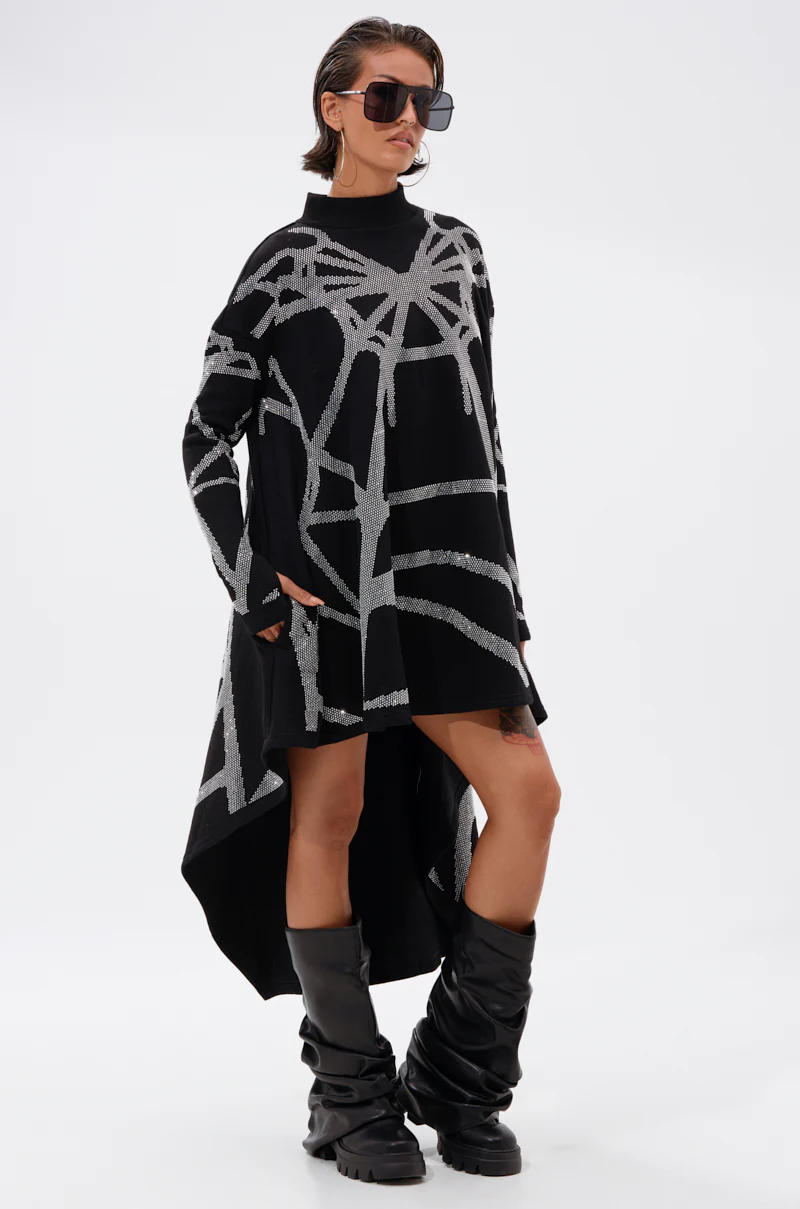 LANIE PRINTED RHINESTONE SWEATER DRESS - Image 4