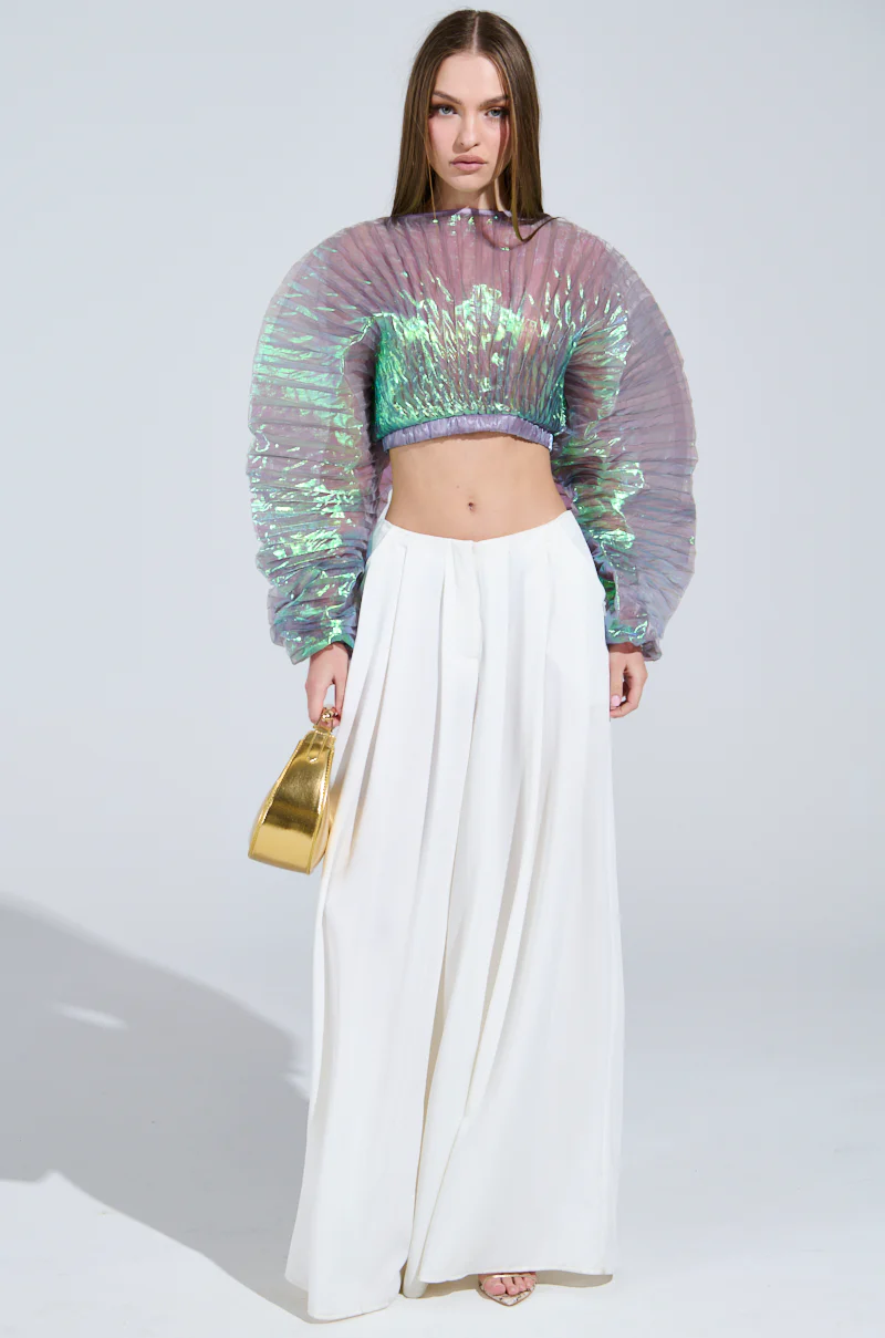 LARA PLEATED IRIDESCENT CROP TOP - Image 6