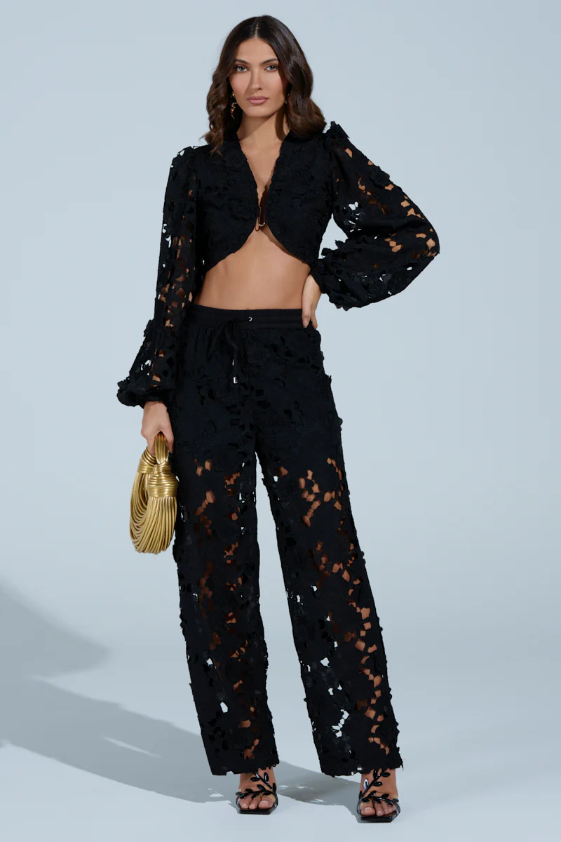LATE NIGHT DREAMS FLORAL CUTOUT CROPPED BLOUSE - Image 6