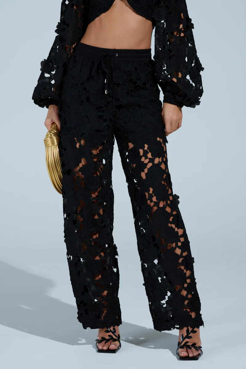 LATE NIGHT DREAMS FLORAL CUTOUT WIDE LEG PANT - Image 3
